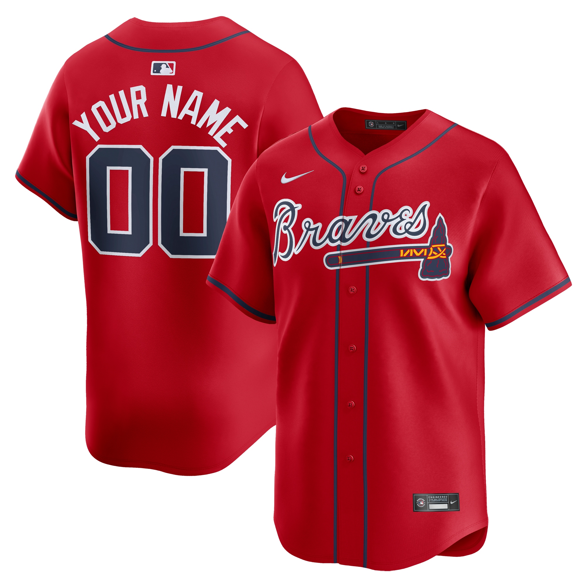 Atlanta Braves Alternate Limited Custom Jersey  Red