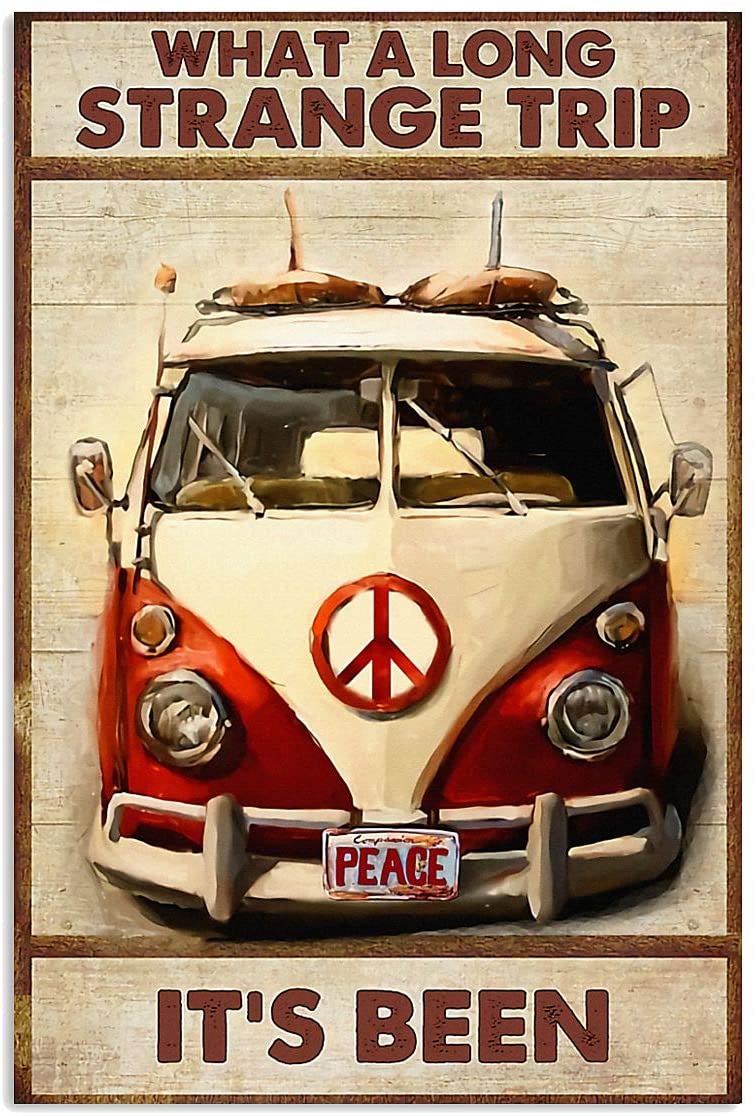 Hippie Poster Hippie What A Long Strange Trip It’S Been Bus Peage Wall Art Hanging Painting Photography Watercolor Living Bedroom Home Decor No Frame