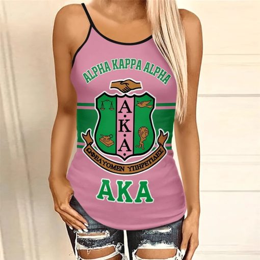 Alpha Kappa Alpha Green Line Criss-Cross Tank Top