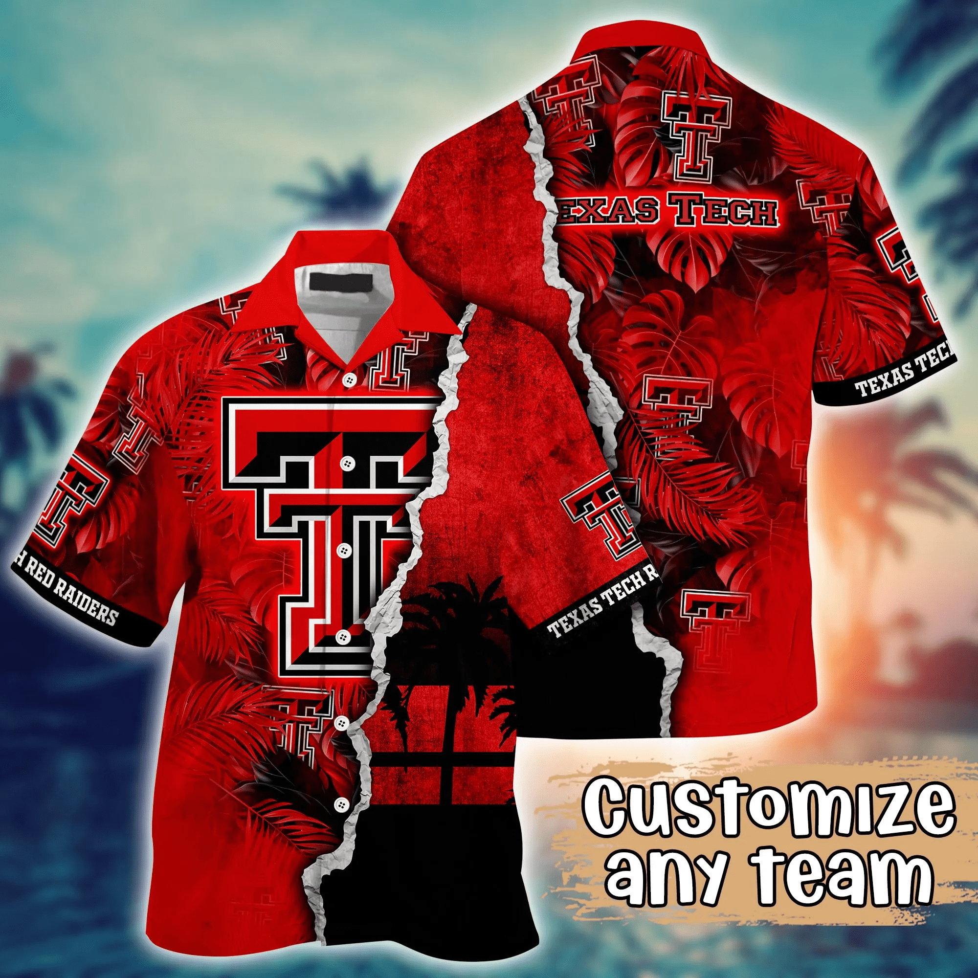 Texas Tech Red Raiders NCCA Hawaiian Shirt Custom Straw Hats Aloha Shirt