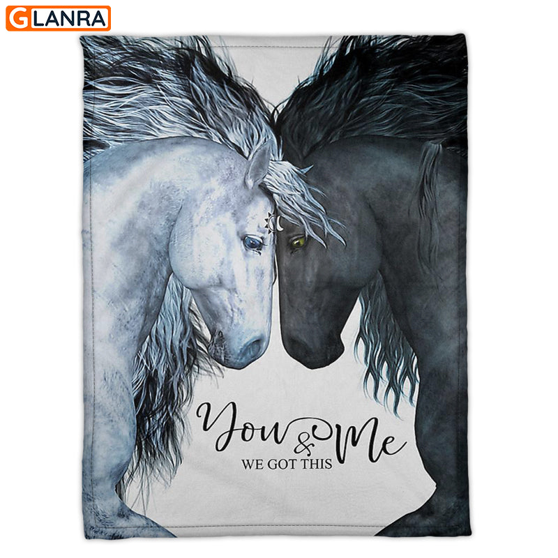 You And Me We Got This Fleece Blanket, Horse Couple Fleece Blanket, Horse Lover Blanket, Farm Animal Blanket, Blanket Anniversary Gift