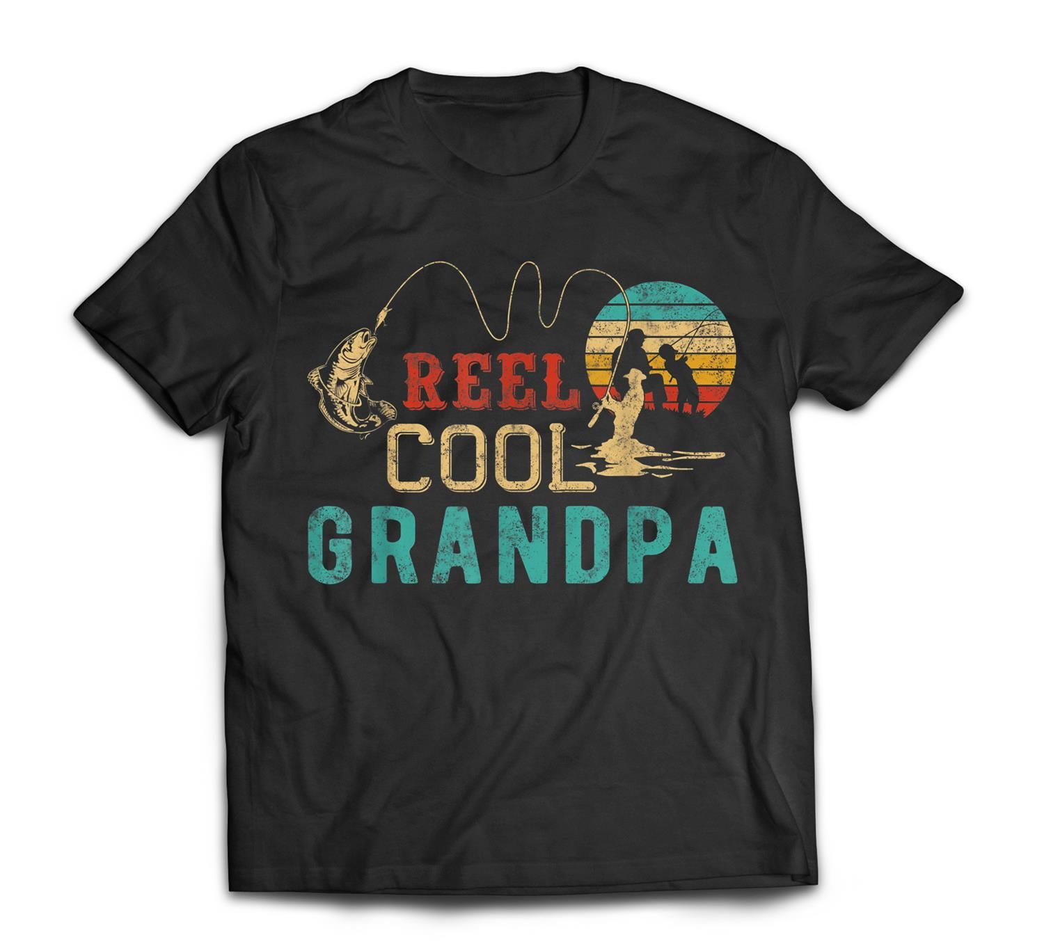 Grandpa Vintage Reel Cool Grandpa Fish Fishing For Men T-Shirt