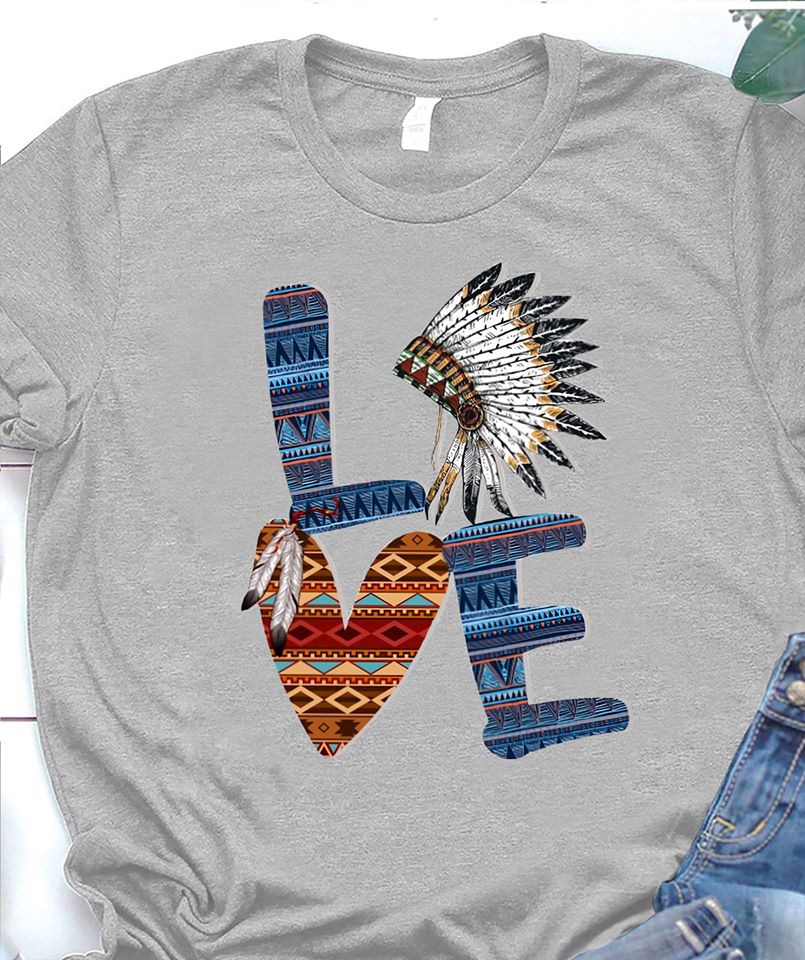 Love Native Pattern Cotton T-Shirt