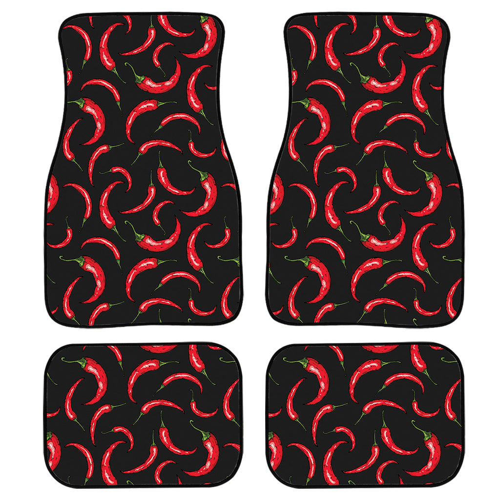 Red Chili Peppers Pattern Print Front And Back Car Floor Mats, Front Car Mat