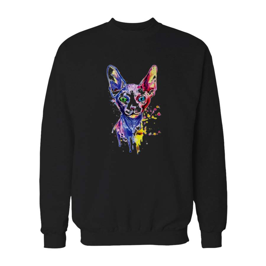 Sphinx Egyptian Cat Watercolor Animal Art Splash Graphic Sweatshirt