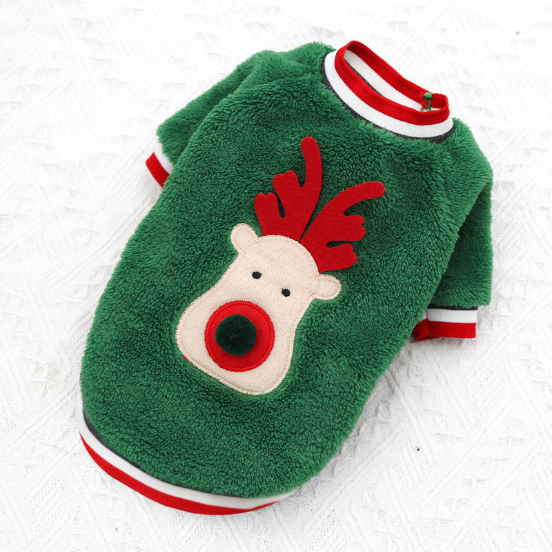 Cute Pet Christmas Clothes Coral Fleece Dog Sweater Dog Christmas Clothes for Small Large Dogs Cat Puppy Clothes Dog Costume alx