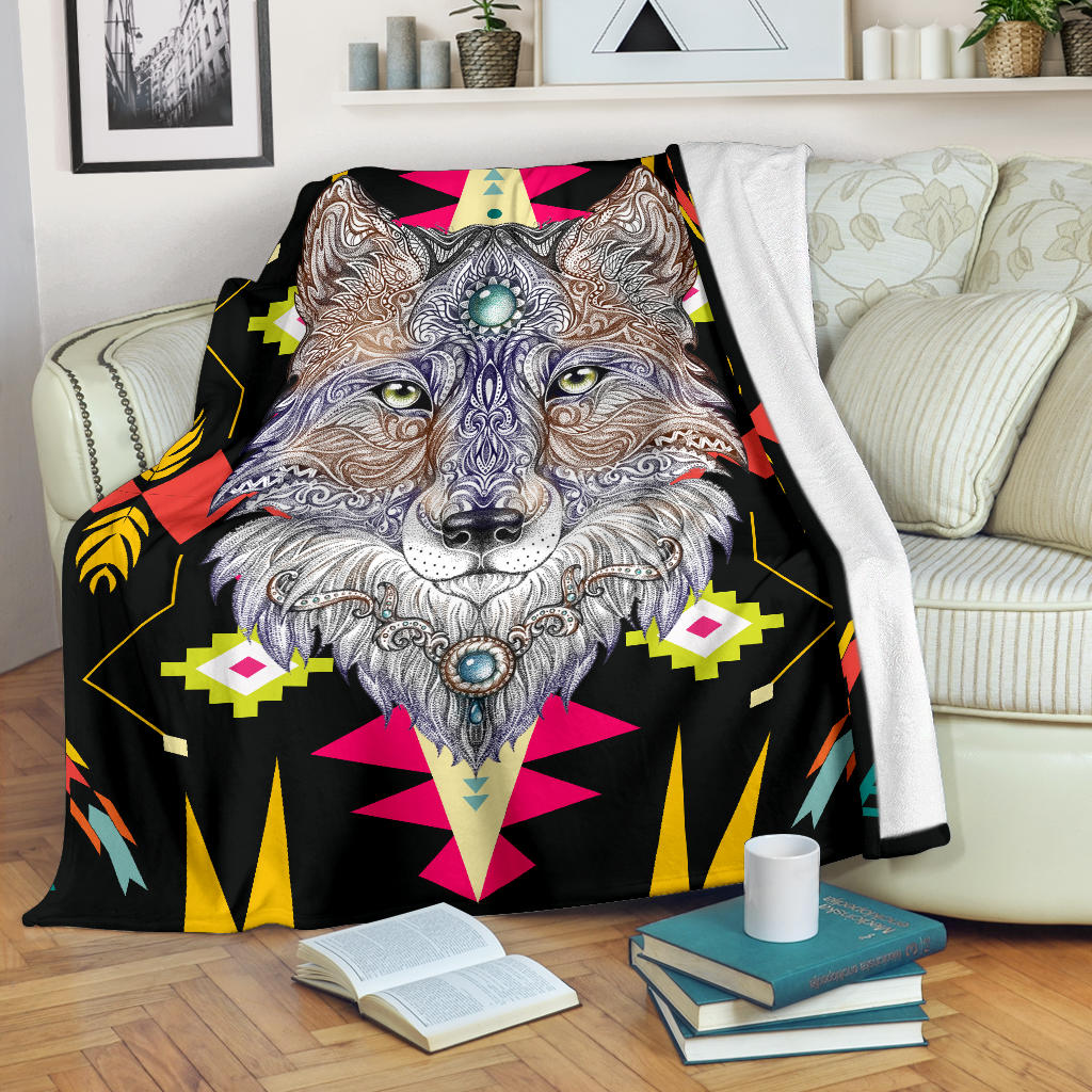 Wolf Full Color Pattern Blanket Lt10