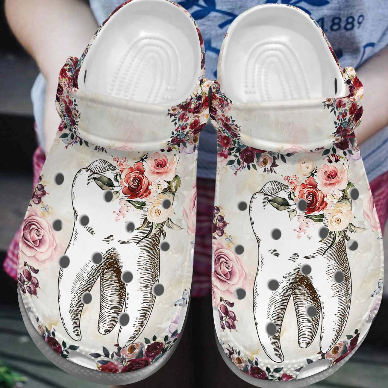 Dentist Personalized Clog, Custom Name, Text, Color, Number Fashion Style For Women, Men, Kid, Print 3D Floral Dentist