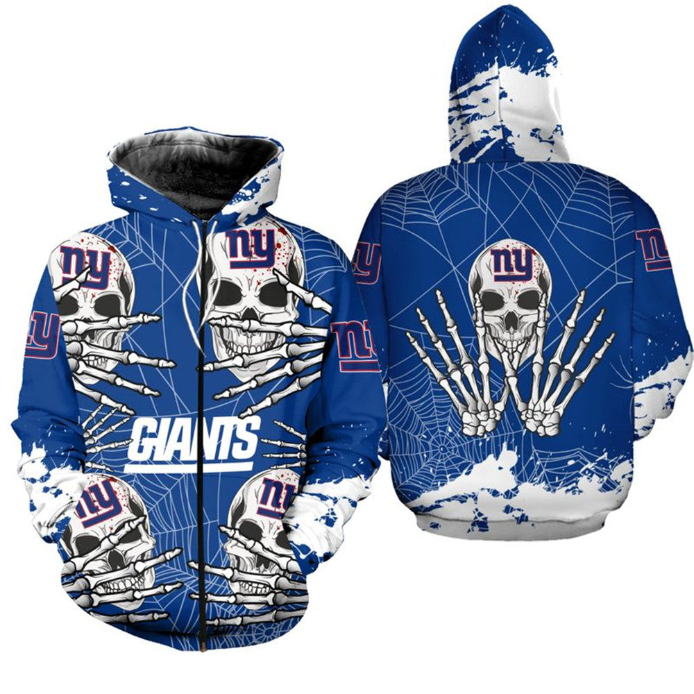 New York Giants Halloween Skull Zipper Hoodie