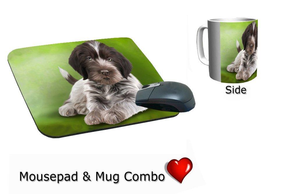 Wirehaired Pointing Griffon Puppy Dog Mug & Mousepad Combo Gift Set