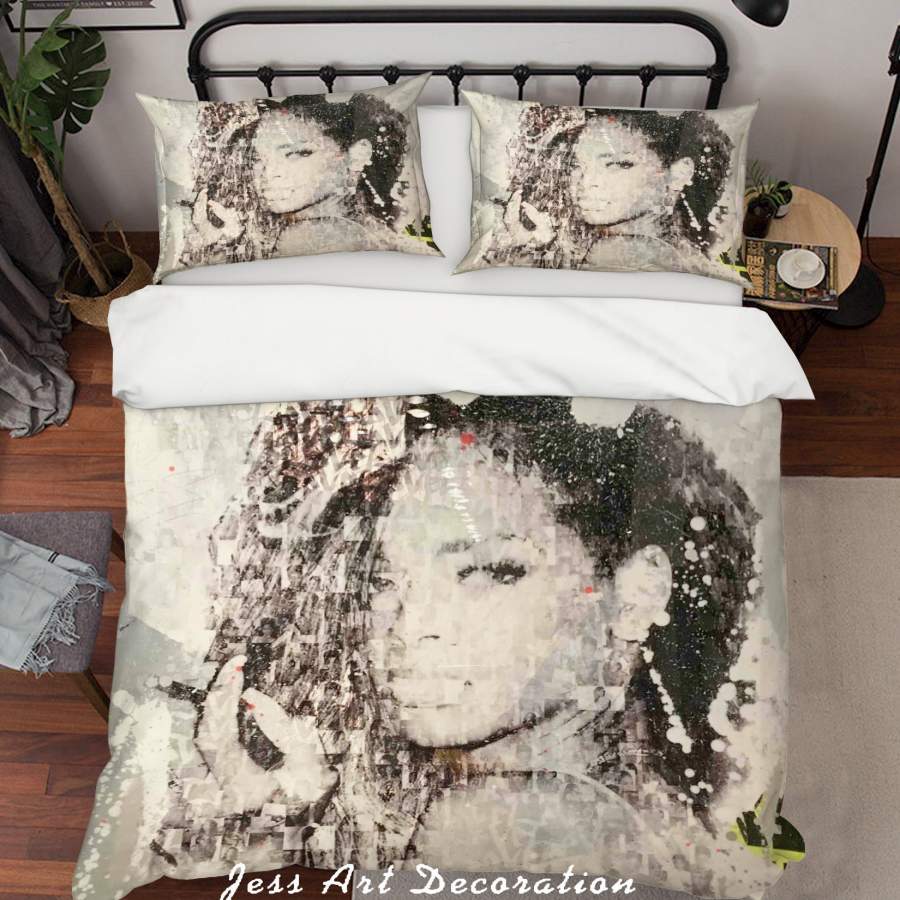 3D Cedric Bouteiller Rihanna Black White Quilt Cover Set Bedding Set Duvet Cover Pillowcases  ZY D43