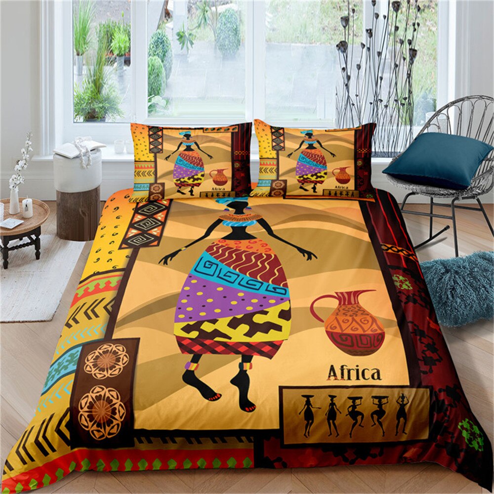 3D African Woman Duvet Cover Bedding Set Bedroom Set Cover With Pillowcase Bedding Set King Size