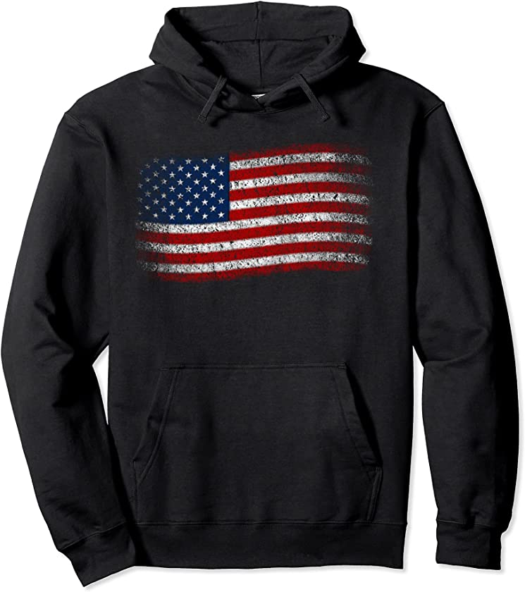 American Flag Hoodie Men Women 4th of July Vintage USA Flag Pullover Hoodie