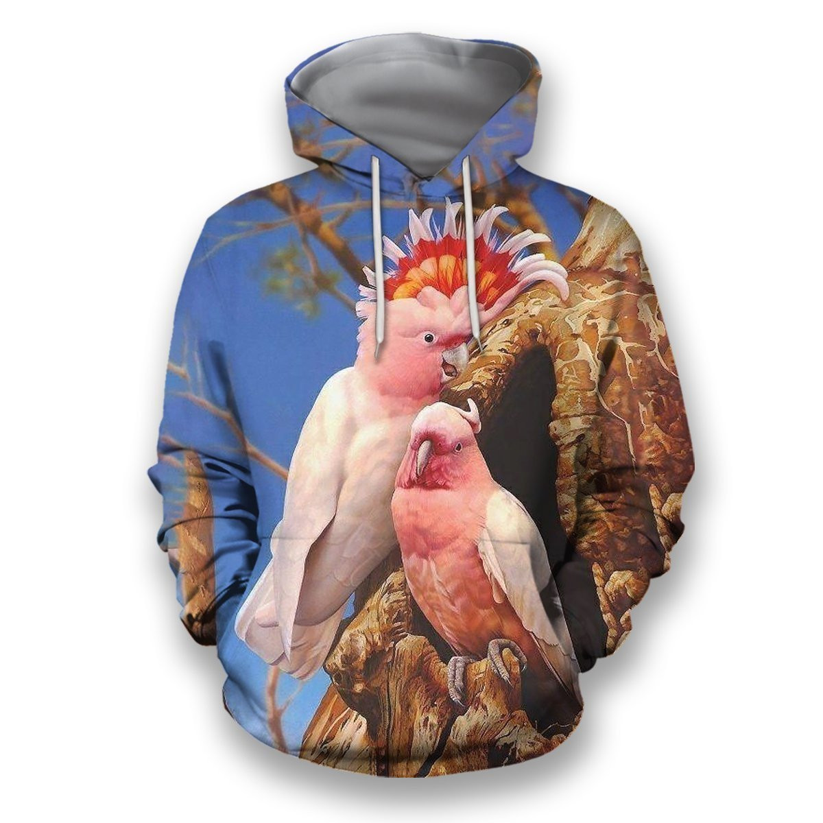 Pink Sulphur Crested Cockatoo Parrots 3D All Over Printed Hoodie