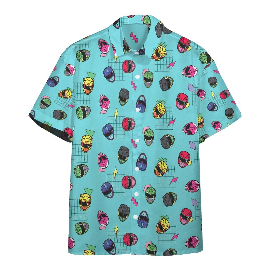 Alohazing Retro Power Rangers Helmet Pattern Hawaiian Shirt Ha48824