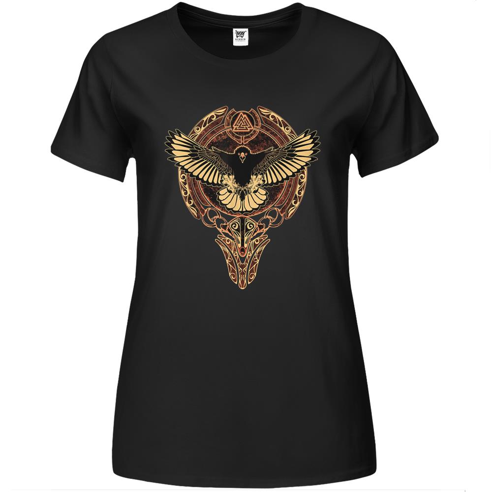 Celtic Hawk Falcon Viking Warrior Valknut Symbol Premium Womens T Shirts