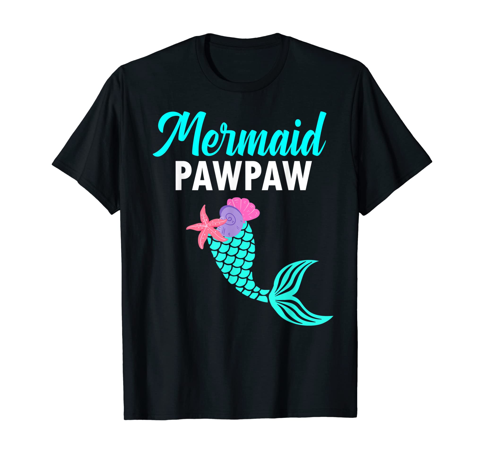 Mermaid Pawpaw Family Matching Grandpa Girl Birthday Party T-Shirt