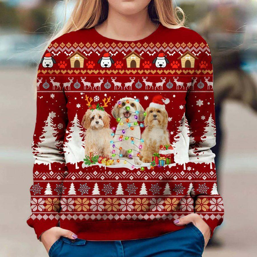 Cavachon Christmas – Ugly Christmas Sweatshirt – 3D Sweatshirt