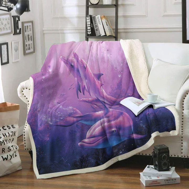 Dolphin Tt140808Tt Sherpa Fleece Blanket