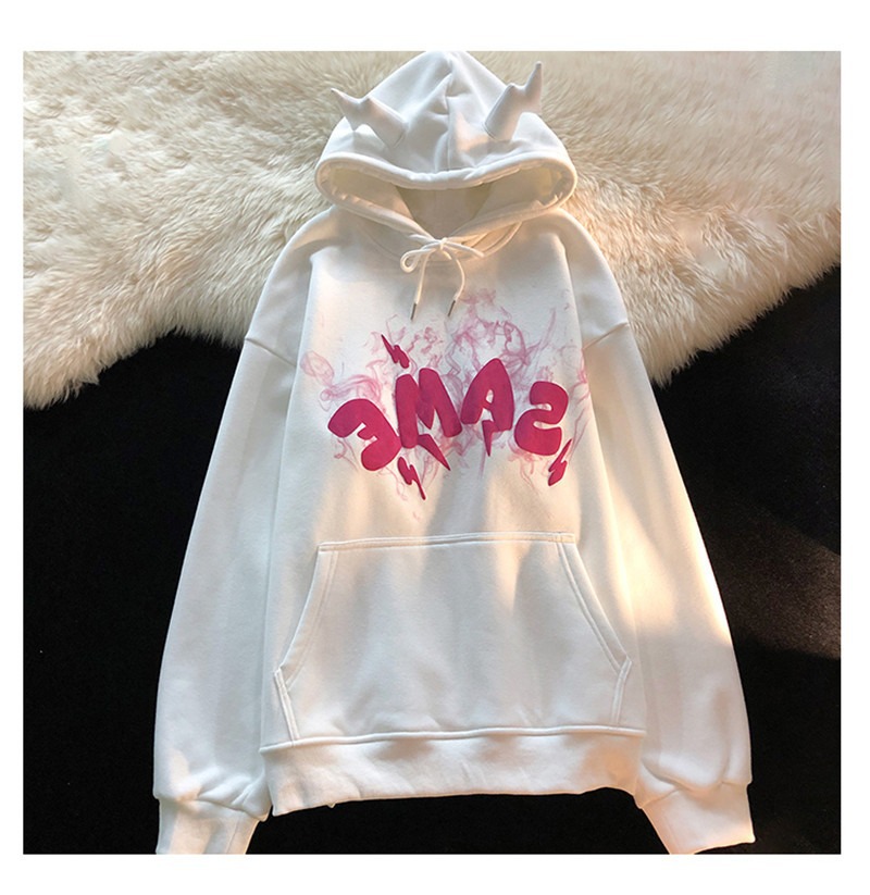 Woman sweatshirts Y2k Angel ears Letter foam grunge Hoodies Goth Clothing Oversize Hoodie Harajuku Pullover vintage Aesthetic alx