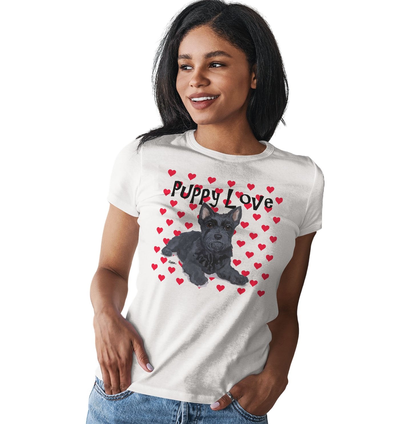 Scottie Puppy Love – Women’S Fitted T-Shirt