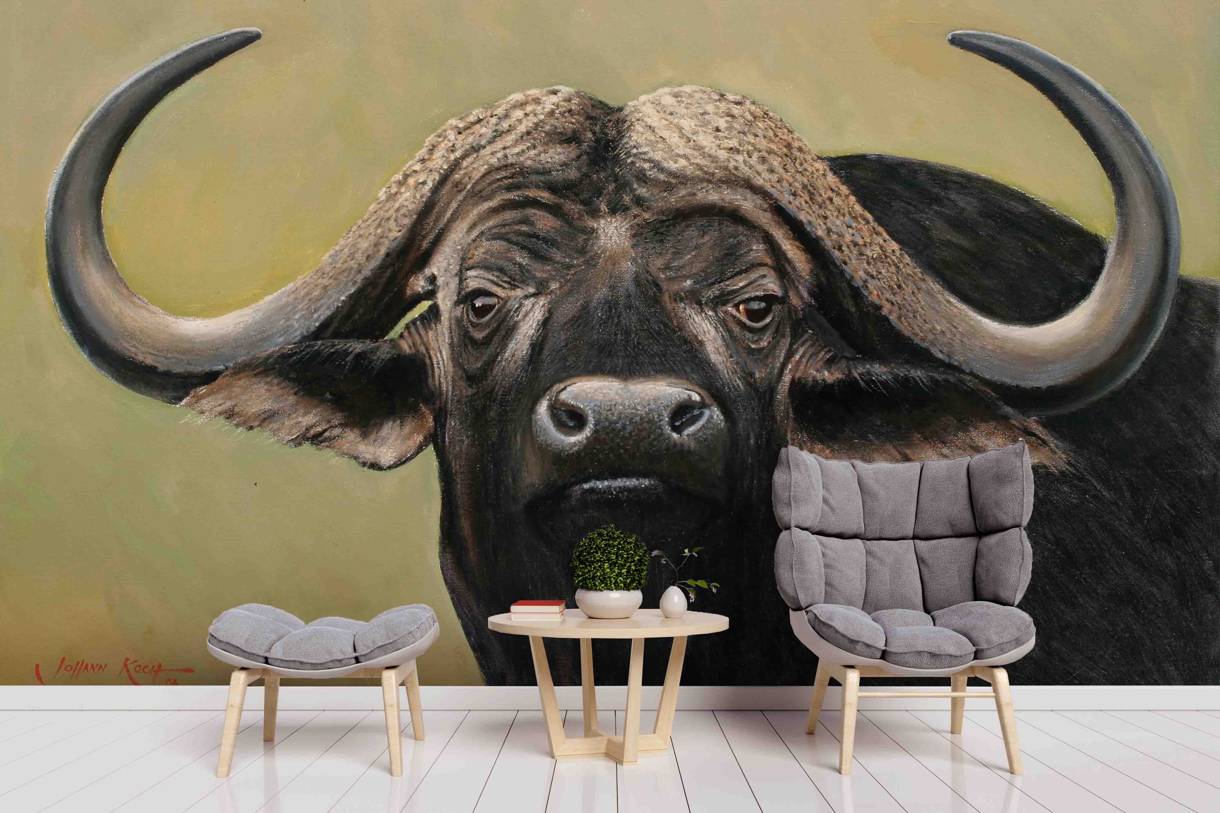 3D Realistic Grassland Yak Animal Wall Mural Wallpaper Lxl 1616