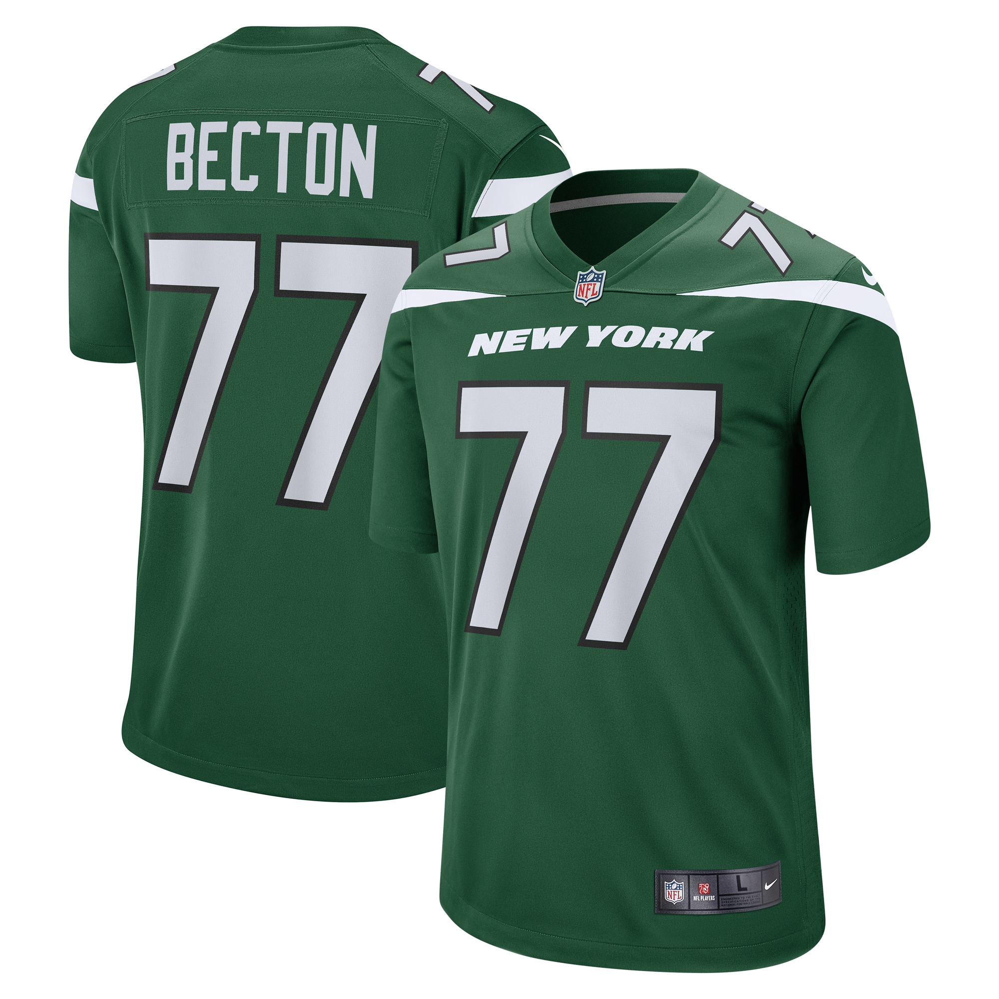 Mekhi Becton New York Jets Player Game Jersey – Gotham Green