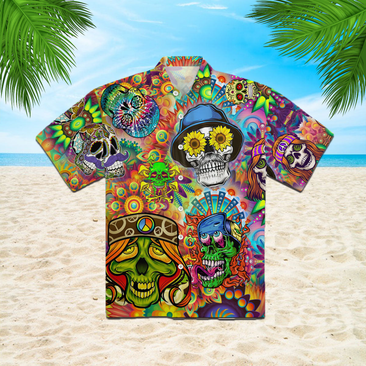 Oragontee Hippie Skull Unisex Hawaii Shirt For Men Women Adult Ha75297