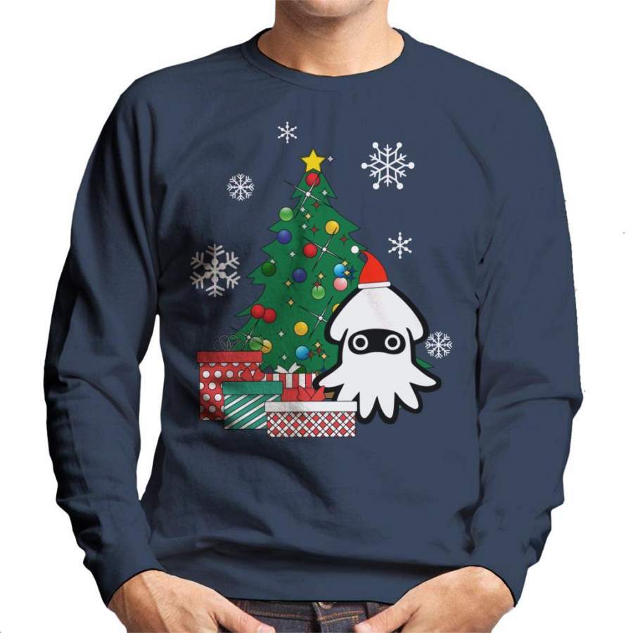 Blooper Squid Around The Christmas Tree Mario Men’s Sweatshirt