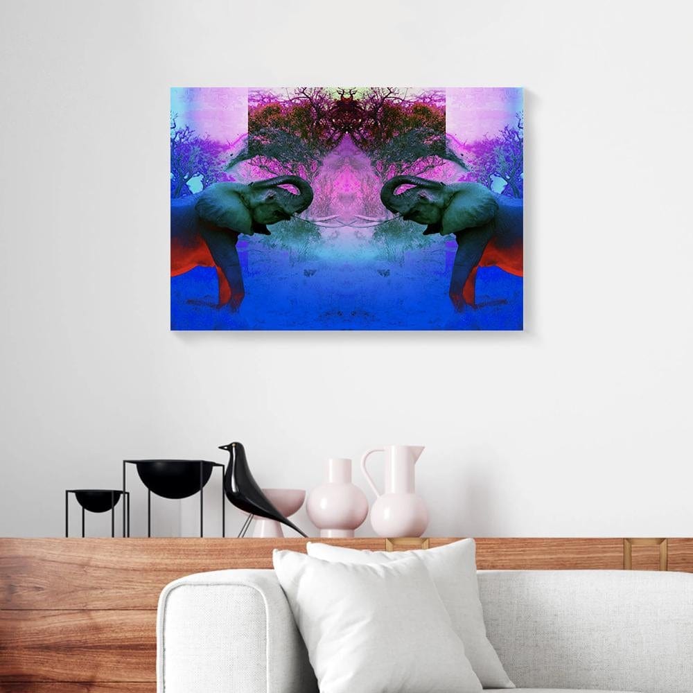 Canvas Prints Two Elephants Pastel Full Printing Animal Wall Art Canvas Wall Art Designs