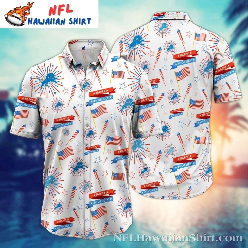 Happy 4Th Of July Firework Frenzy Detroit Lions Hawaiian Shirt