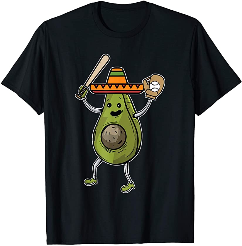 Avocado Baseball Cinco De Mayo Funny Avogato Mexican Fiesta T-Shirt