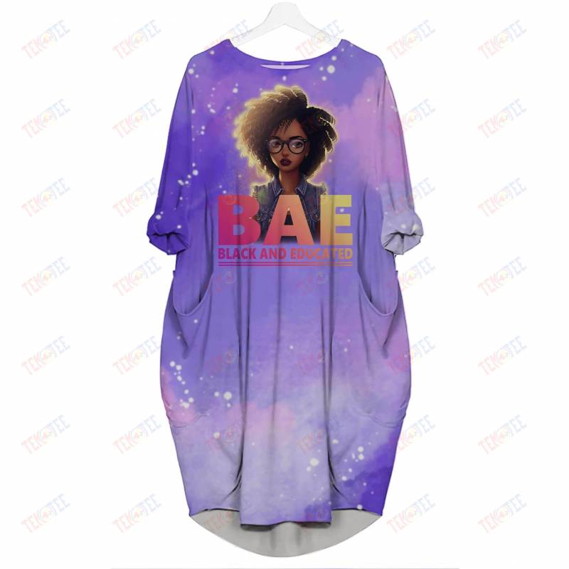 Temotee African Dress 10 – BAE Black And Educated 3D Dress for Melanin Women Afro Girl Shirt African American Woman Gift Idea TMT8377