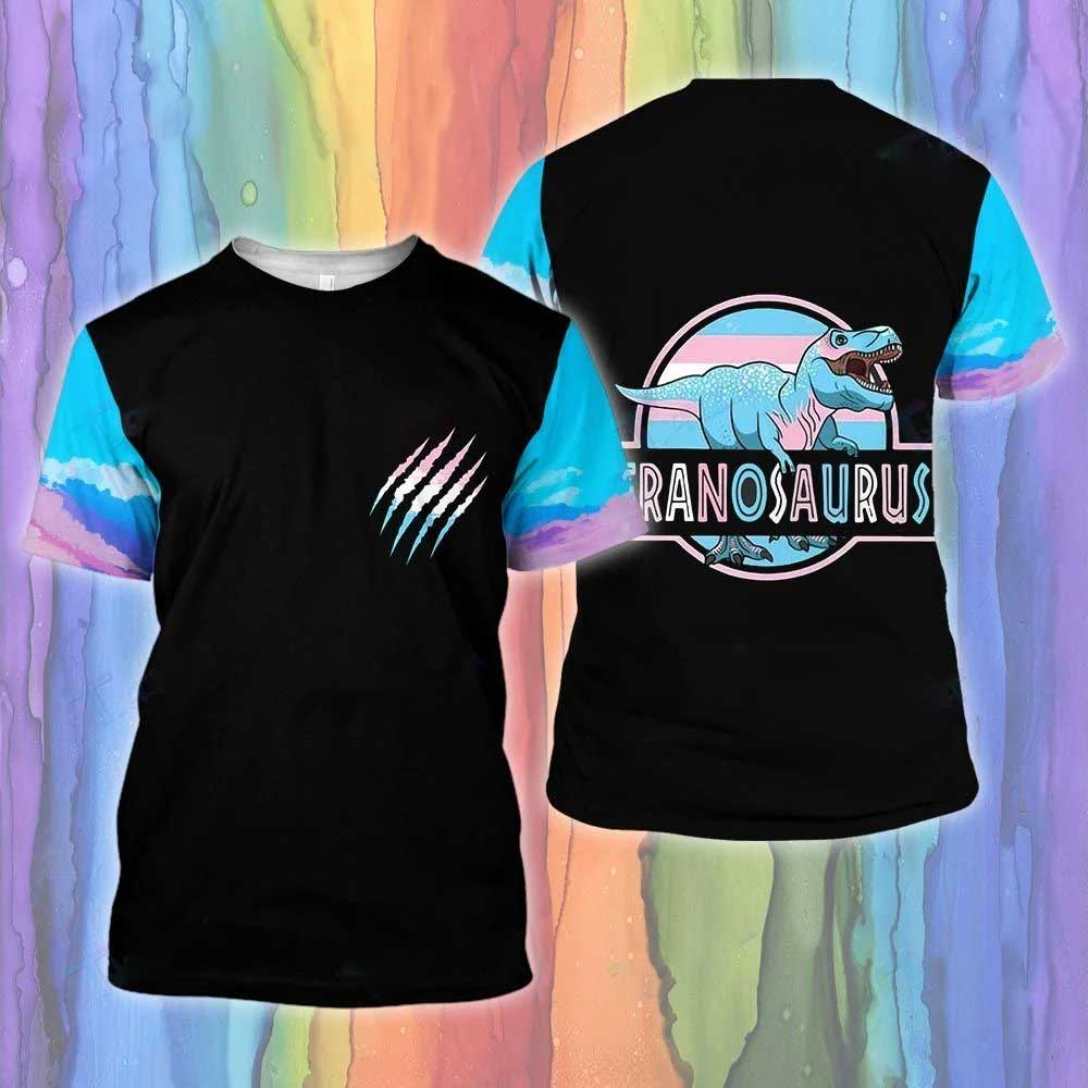 Transgender Clothing, Lgbt Dinosaur Transgender Tranosaurus 3D T Shirt, Trans Pride 3D Tee Shirt