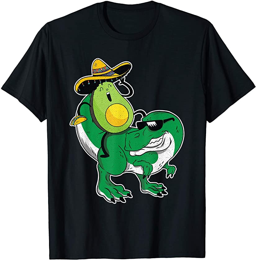 Avocado Sombrero Cinco De Mayo Funny T-Rex Mexican Fiesta T-Shirt