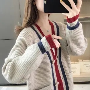 Women Clothes Sweater Cardigan Spring Autumn Korean Fashion V Neck Single-Breasted Ladies Knitted Coat 2021 New Sueters De Mujer alx