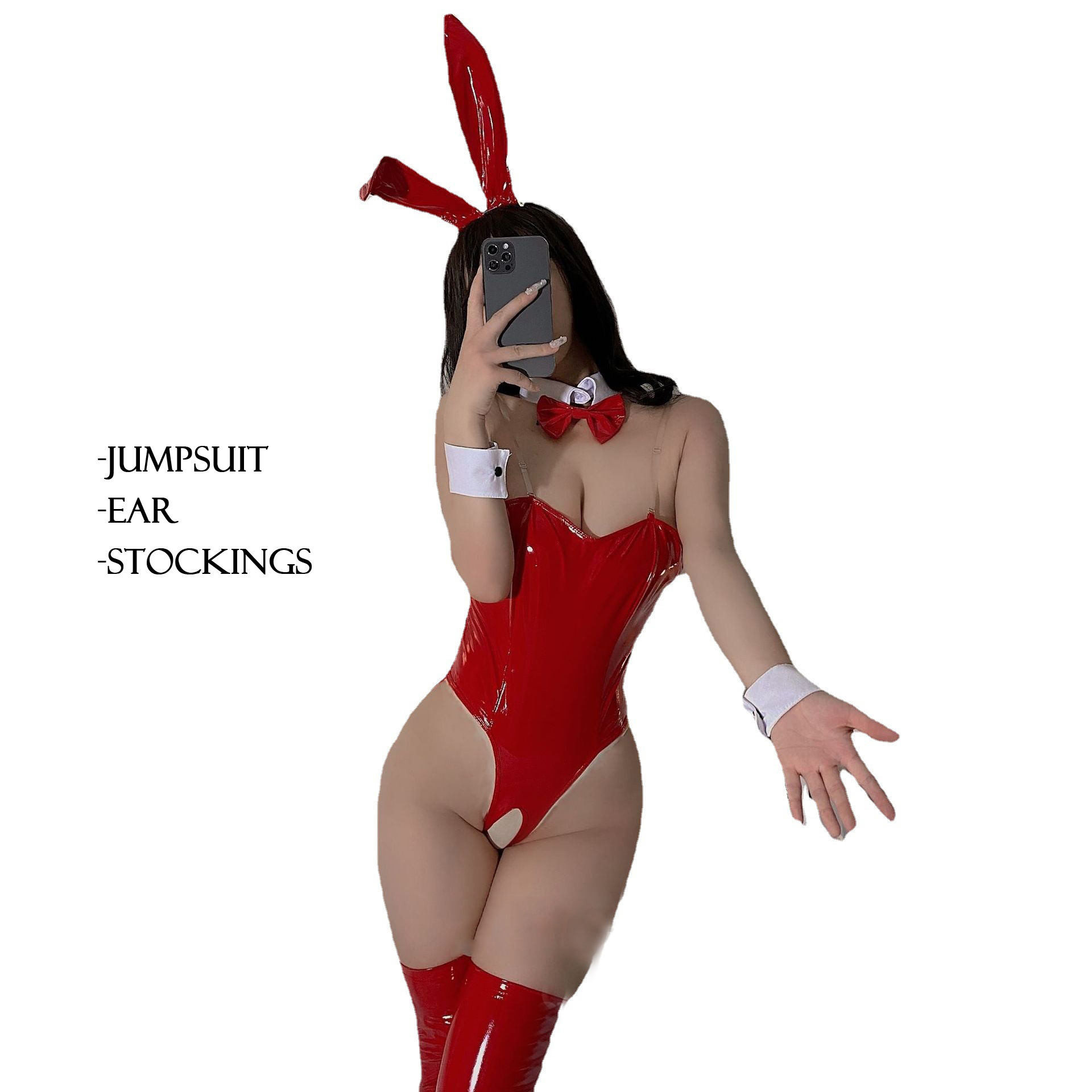 Sexy Red Bunny Cosplay Jumpsuit Halloween Costumes for Women Tempting Uniform Seducing Cloth Party Performance Dance Video Movie alx