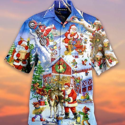 Find Santa Claus In Farm Hawaii Aloha Shirts Ha96534