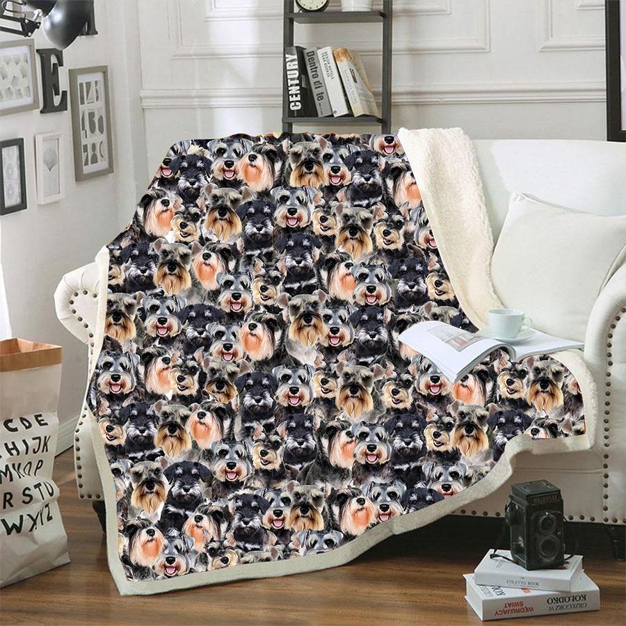 Schnauzer A Bunch Of Dogs Blanket Design Dog Face Printed Blanket