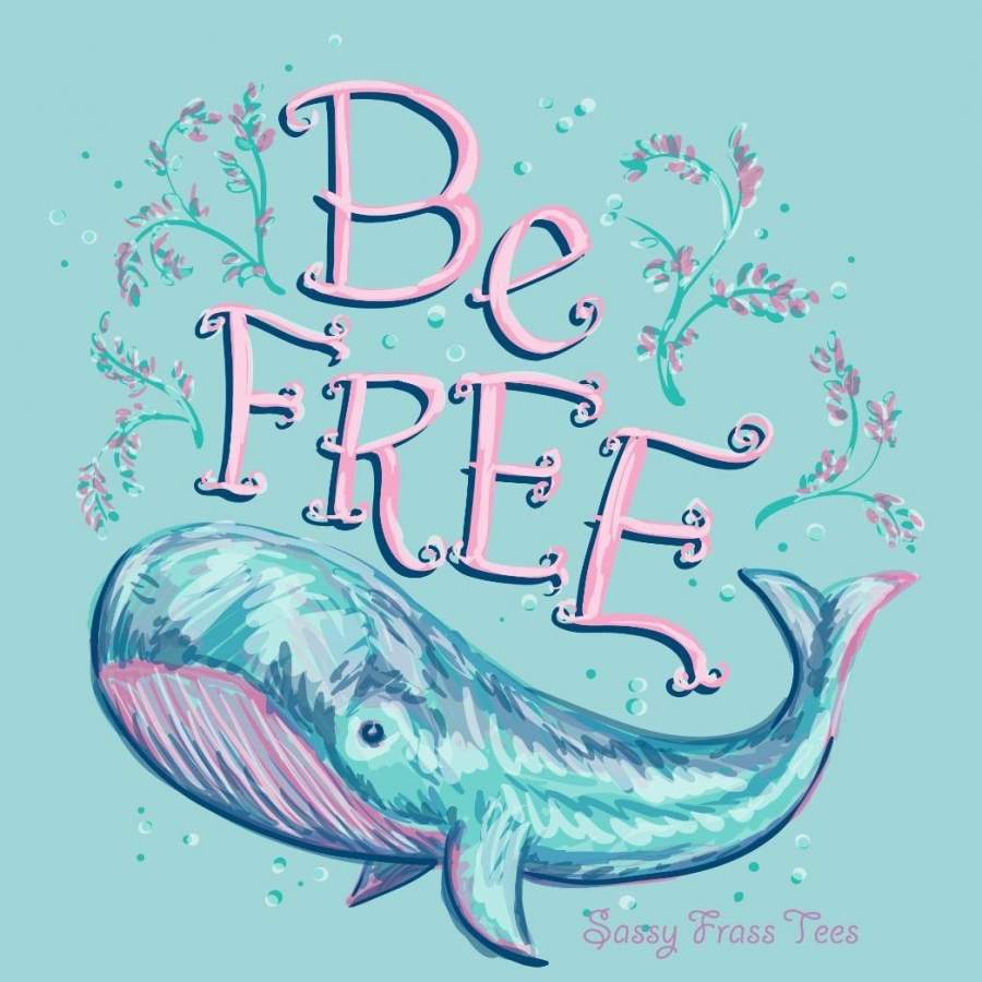 Sassy Frass Be Free Whale Comfort Colors Bright Girlie T Shirt