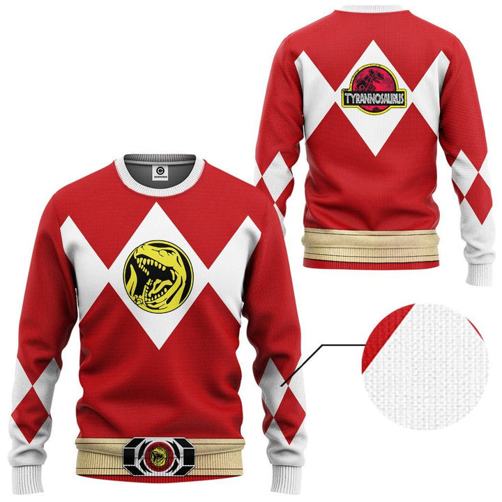 Mighty Morphin Power Rangers Ugly Christmas Sweater – All Over Print 3D Sweater – Red