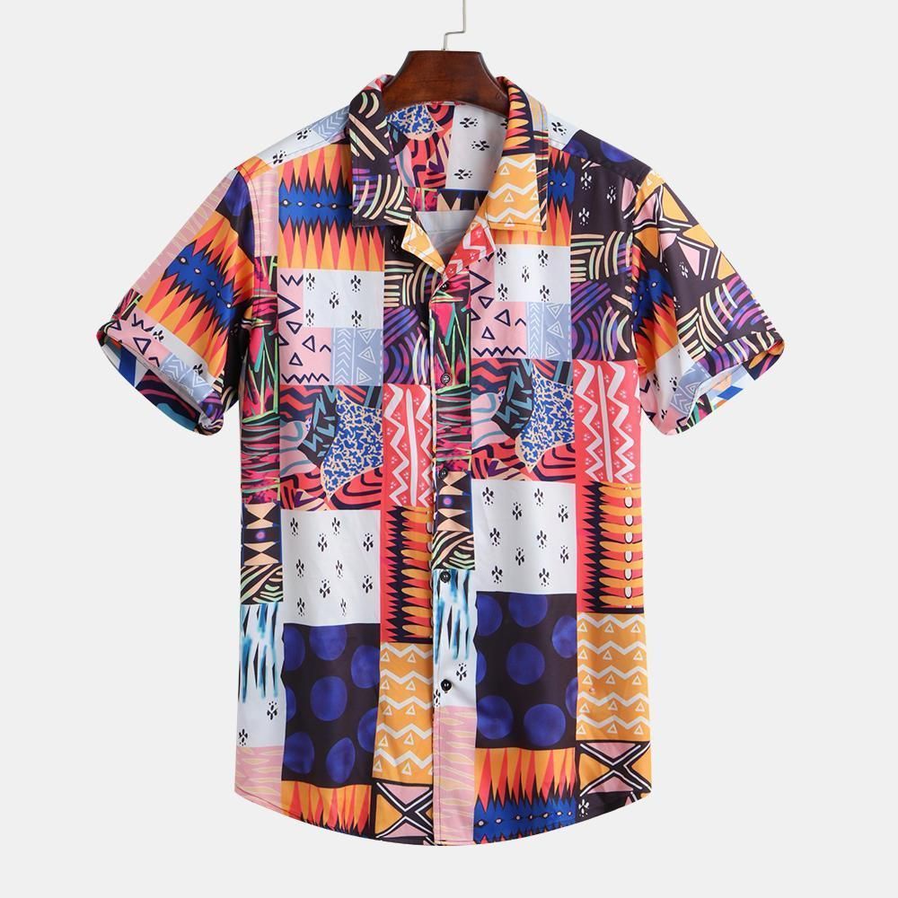 Men Mix Color Bandanna Print Relaxed Hawaii Revere Ha100297