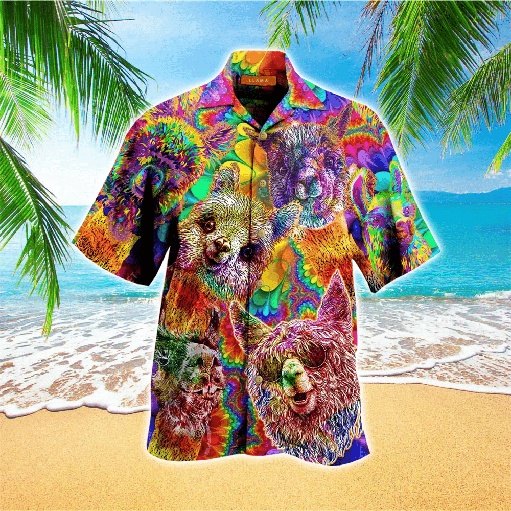 Colorful Llama Fashion Hawaii Shirt Aloha Ha691