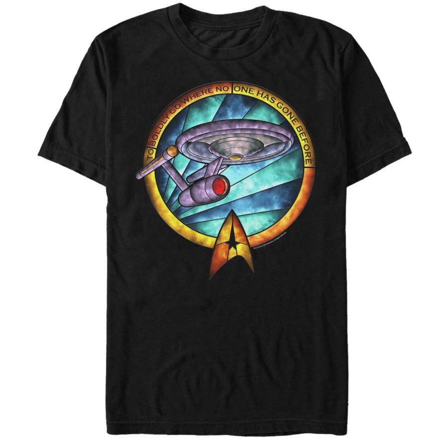 Star Trek Men’s Enterprise Stained Glass Print  T Shirt