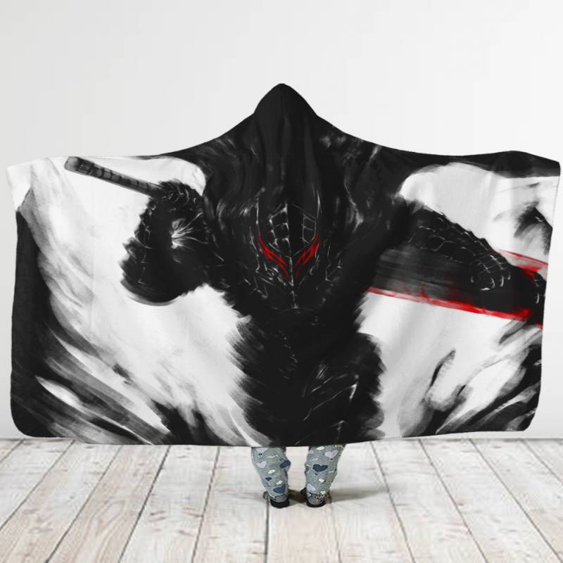 Knight Black Fantasy Armor Hooded Blanket