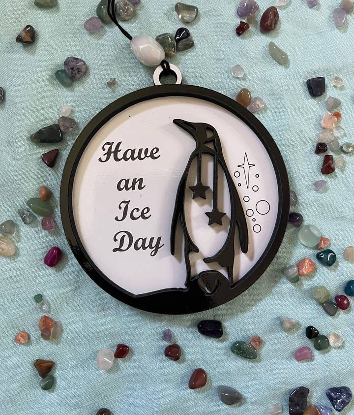 Have An Ice Day Circle Ornament, Penguin Lovers Ornament