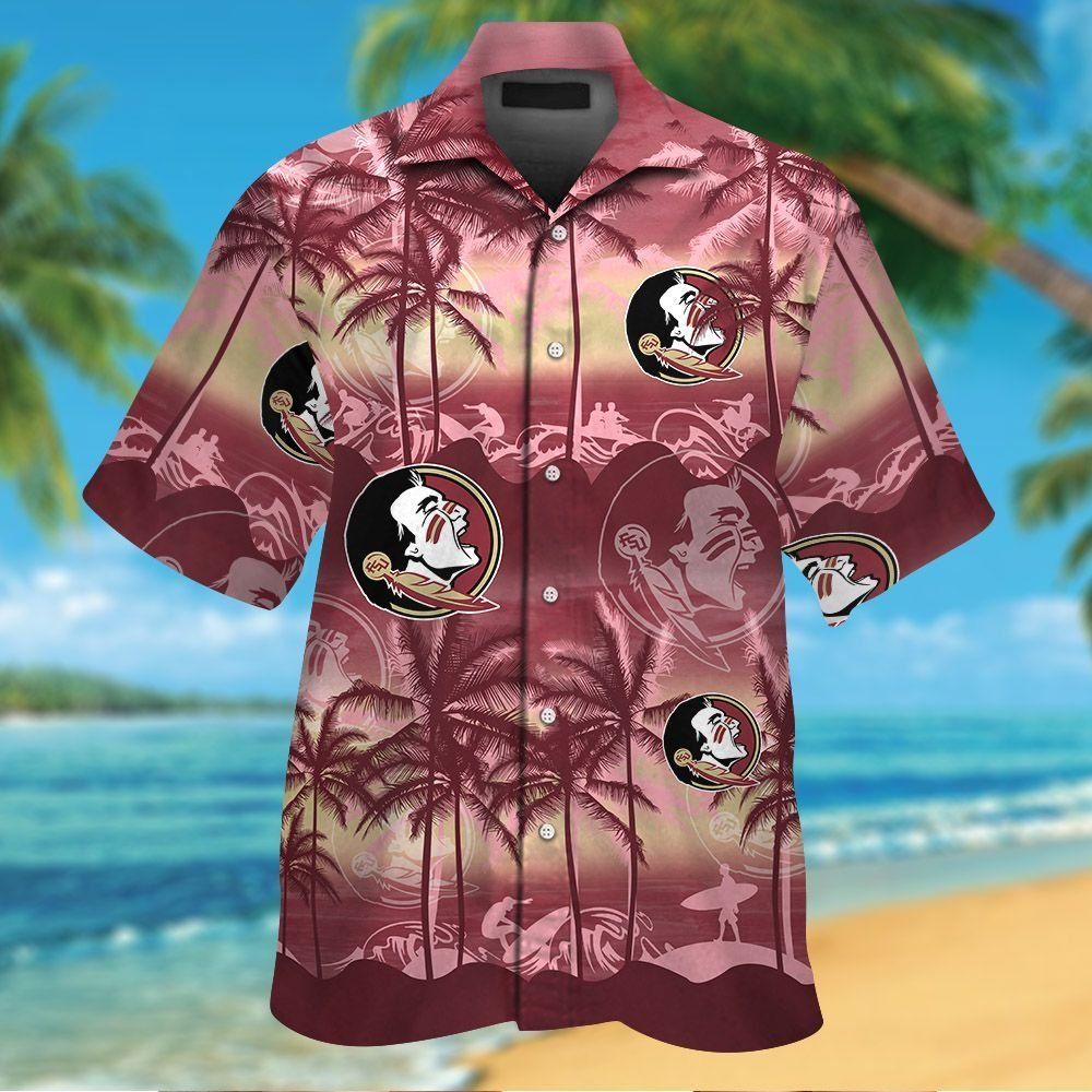 Florida State Seminoles Short Sleeve Button Up Tropical Hawaiian Shirt Ver021