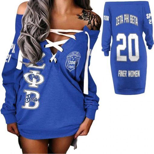 Zeta Phi Beta (Blue) Lace-Up Long Sweatshirt