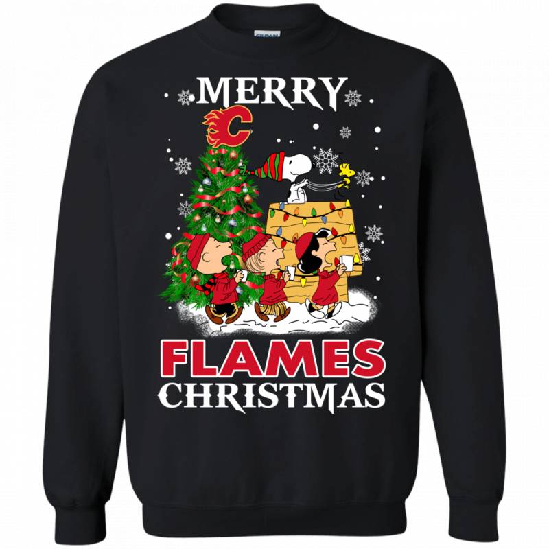 Merry Calgary Flames Christmas Snoopy Ugly Sweater Style Shirts