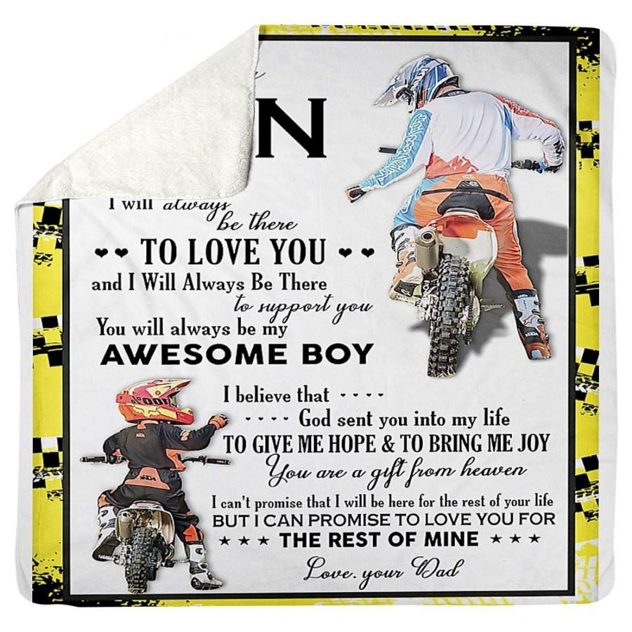 You Will Always Be My Awesome Boy Great Gift From Dad To Son Sherpa Blanket